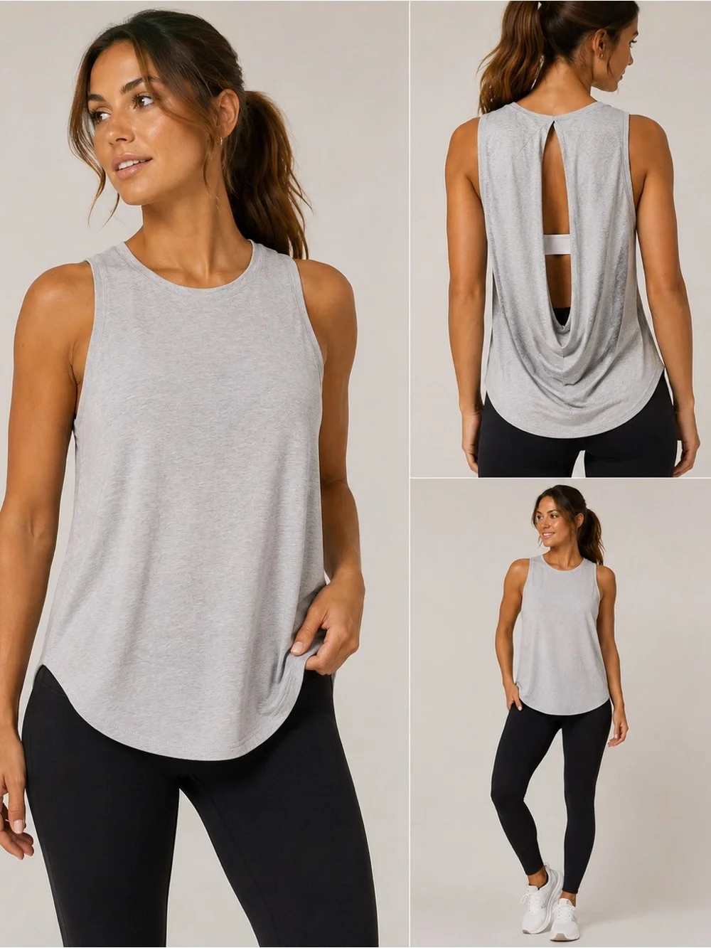 Lululemon Light Gray Draped Back Athletic Tank Top